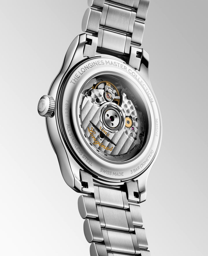 Longines - Master Collection - L2.949.4.99.6 – Automatikwerk – hellblau - 39 mm - Herrenuhr mit transparenten Gehäuseboden