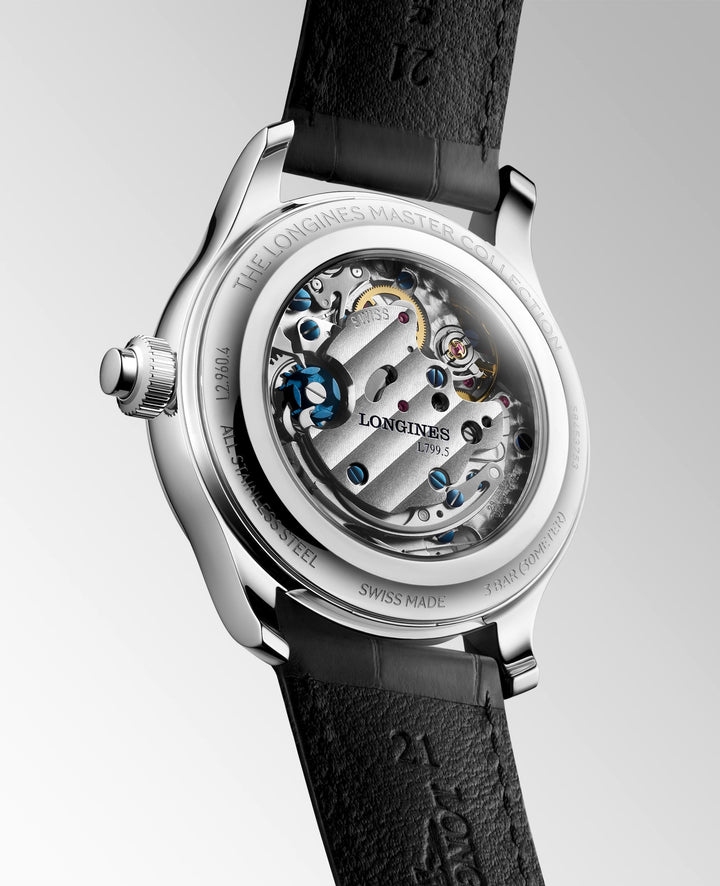 Longines - Master Collection - L2.960.4.93.2 – Automatikwerk – blau, grau- 41 mm - Herrenuhr mit Saphirglasboden