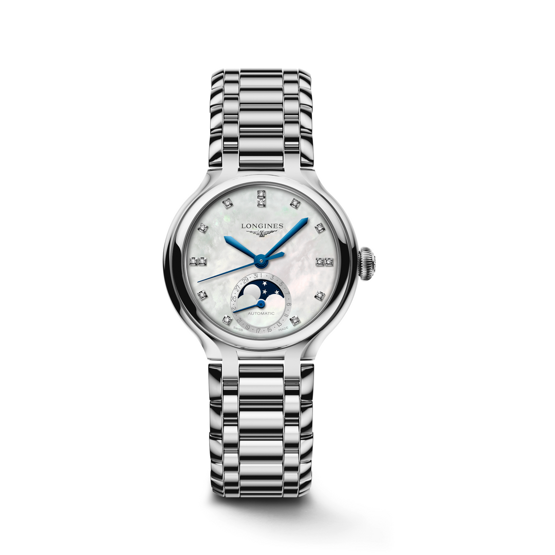 Longines - PrimaLuna - L8.126.4.87.6 – Automatikwerk – weißes Perlmutt - 34 mm - Damenuhr