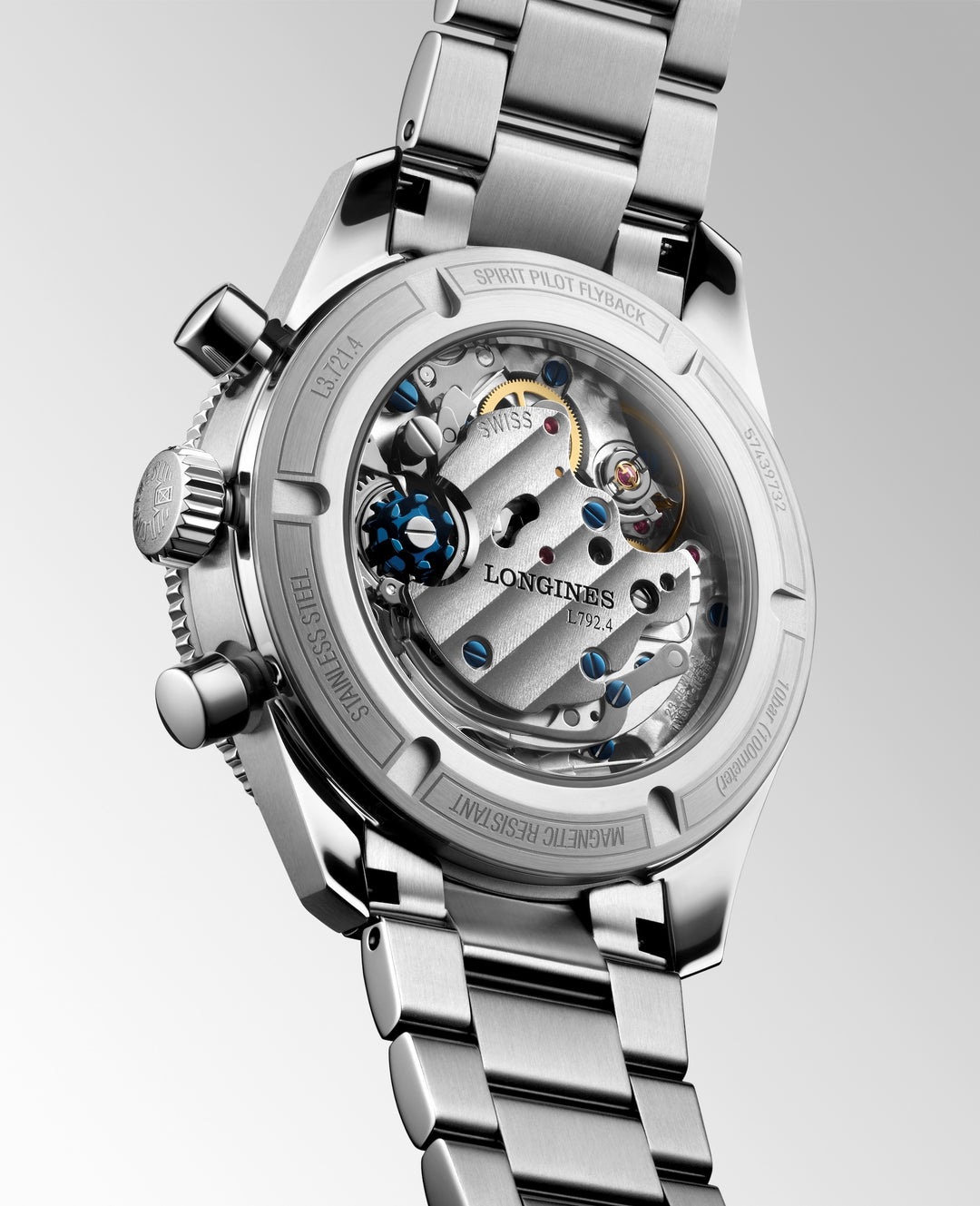 Longines - Spirit Pilot Flyback - L3.721.4.53.6 – Handaufzugswerk – schwarz - 39,5 mm - Herrenuhr Saphirglasboden