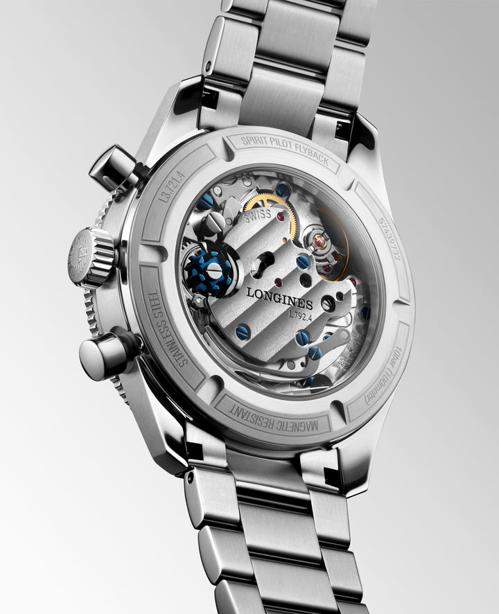Longines - Spirit Pilot Flyback - L3.721.4.53.6 – Handaufzugswerk – schwarz - 39,5 mm - Herrenuhr Saphirglasboden