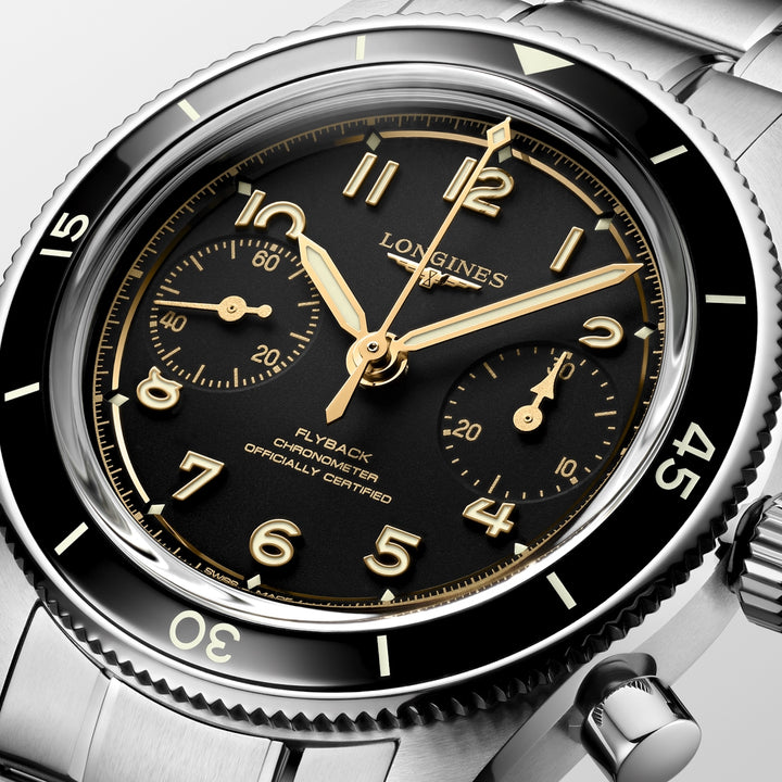 Longines - Spirit Pilot Flyback - L3.721.4.53.6 – Handaufzugswerk – schwarz - 39,5 mm - Herrenuhr mit Chronographen