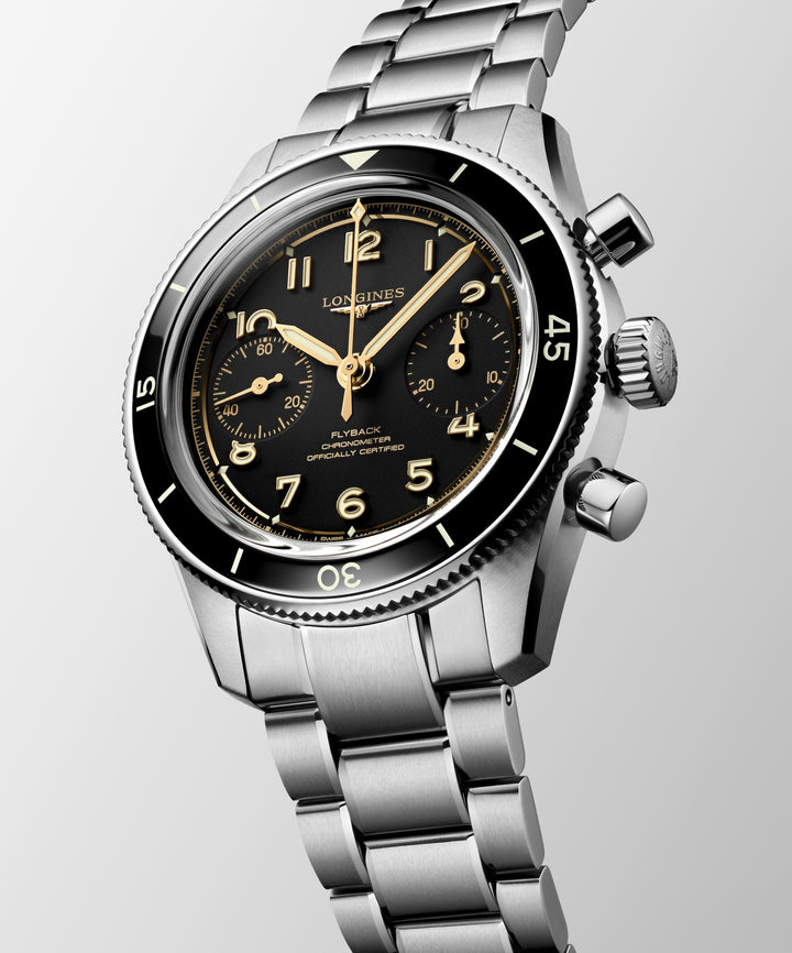 Longines - Spirit Pilot Flyback - L3.721.4.53.6 – Handaufzugswerk – schwarz - 39,5 mm - Herrenuhr Neuheit 2025