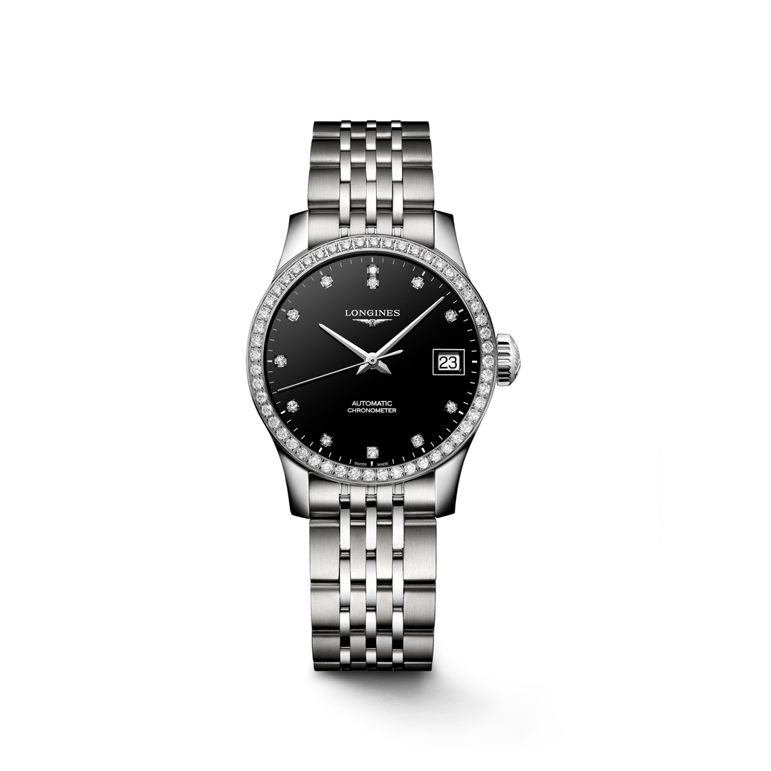 Longines Record - L2.320.0.57.6 - Automatikwerk - Schwarz - 26 mm - Damenuhr