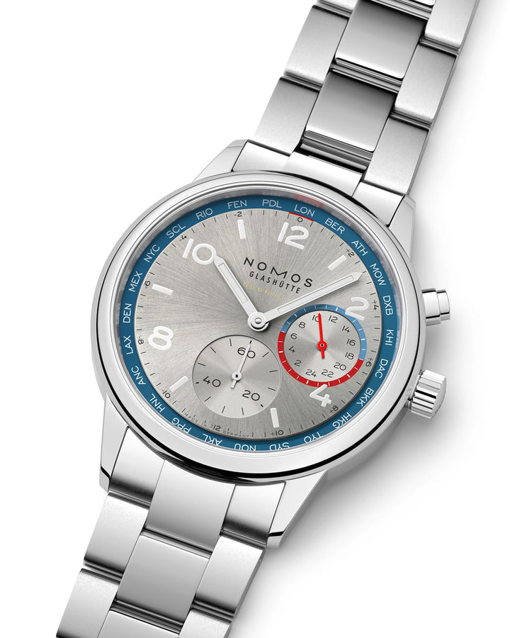 NOMOS Glashütte - Club Sport neomatik Weltzeit silber - 791 – Automatikwerk – silber - 40 mm - Herrenuhr