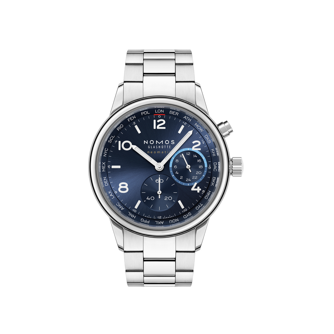 NOMOS Glashütte - Club Sport neomatik Weltzeit blau - 790 – Automatikwerk – blau - 40 mm - Herrenuhr