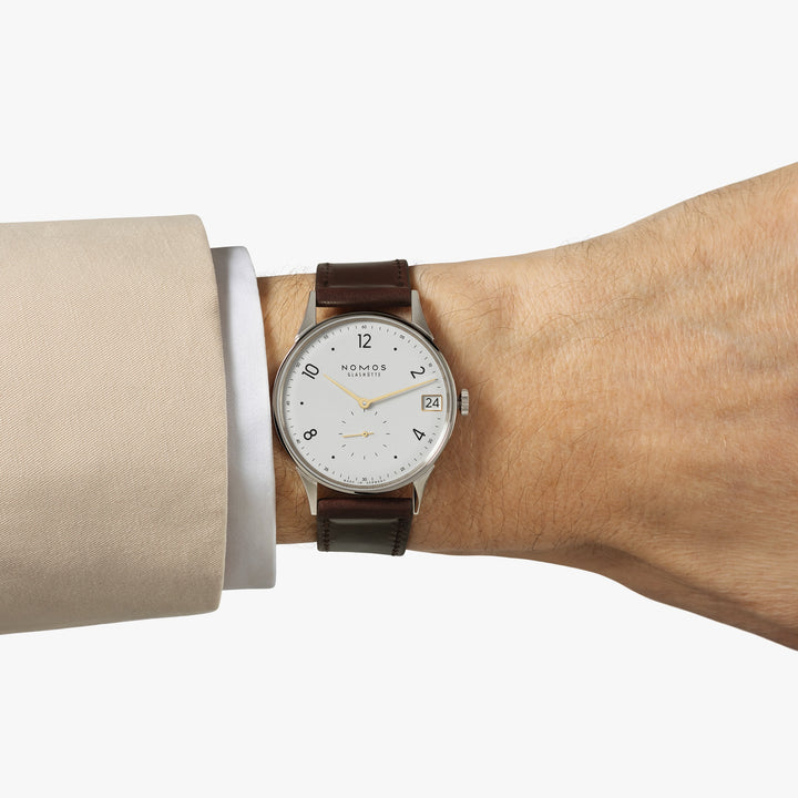 NOMOS Glashütte - Minimatik Datum gold – Handaufzugswerk – weiß - 39,5 mm - Herrenuhr