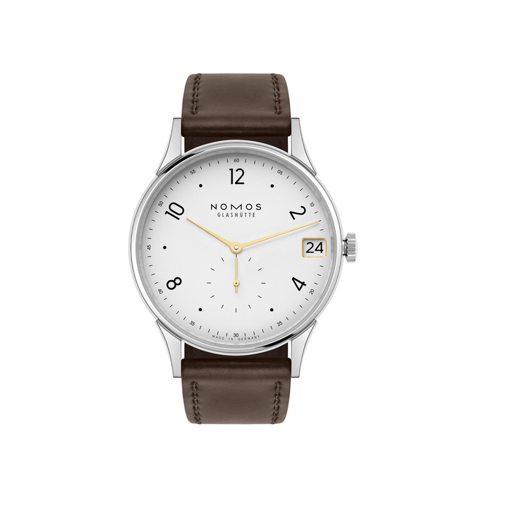 NOMOS Glashütte - Minimatik Datum gold – Handaufzugswerk – weiß - 39,5 mm - Herrenuhr