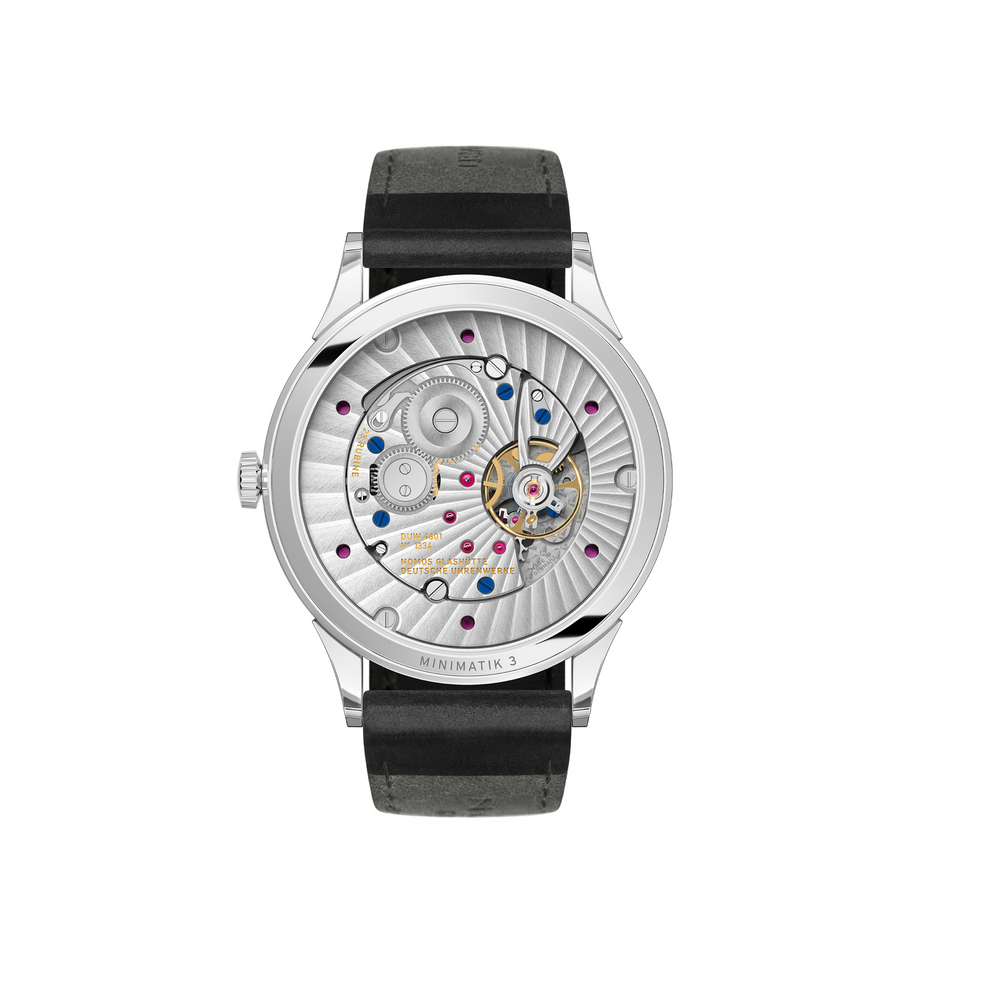 NOMOS Glashütte - Minimatik Datum blau – 1252 - Handaufzugswerk – blau - 39,5 mm - Herrenuhr bei Juwelier Krebber