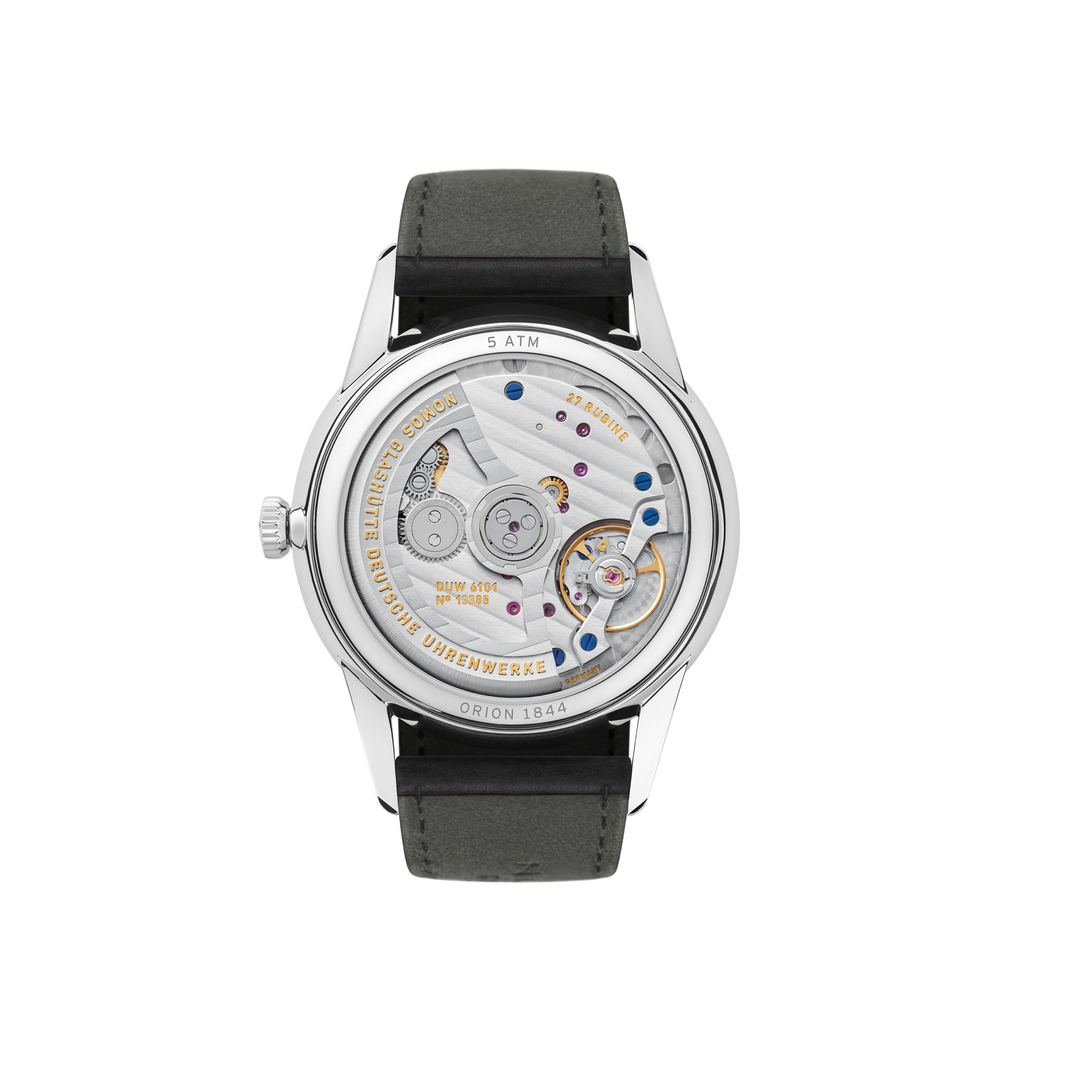 NOMOS Glashütte - Orion neomatik 41 Datum new black mit der Referenz 366 mit Saphirglasboden