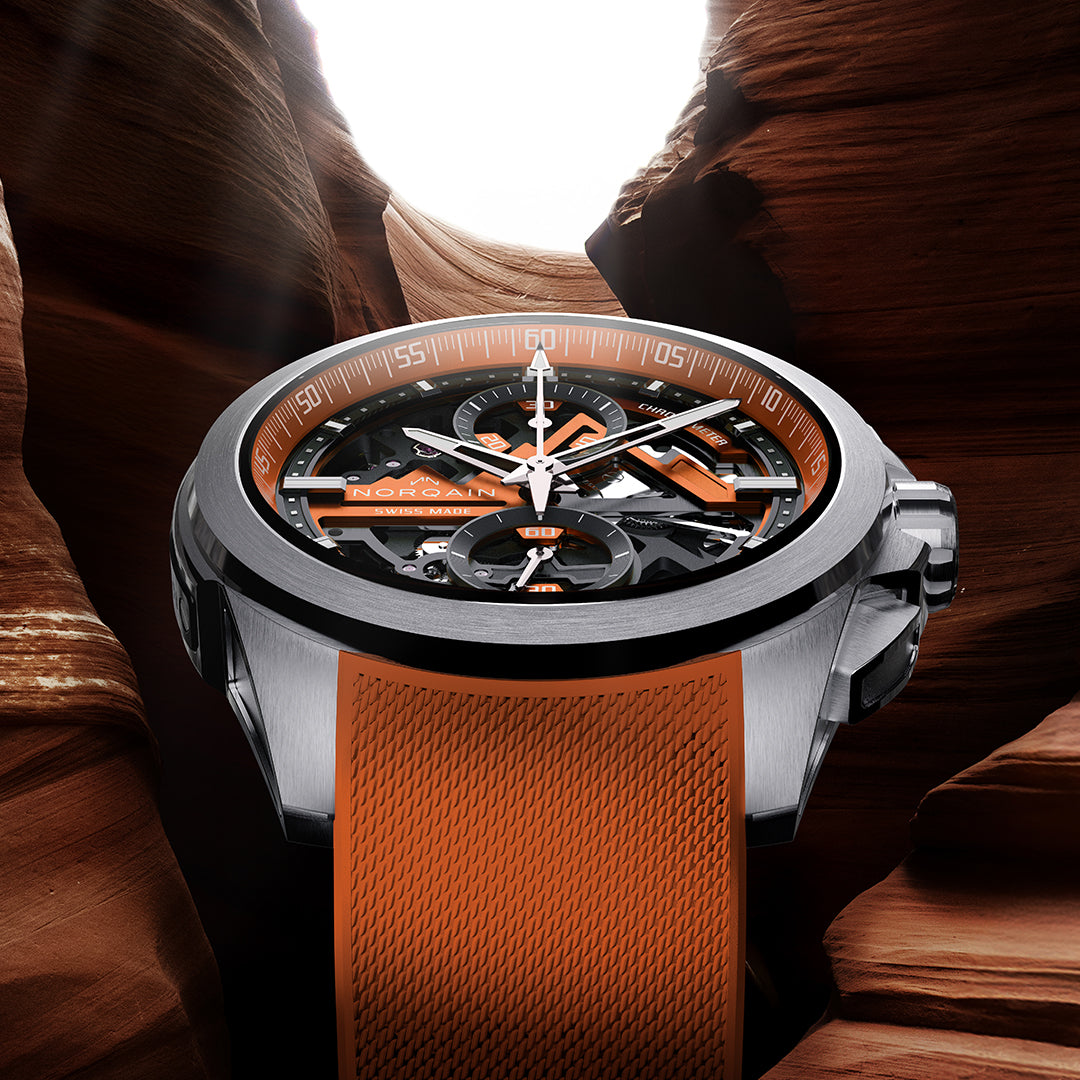 NORQAIN - Independence Skeleton Chrono - N3200.40S01.O01 – Automatik-Chronographenwerk – orange - 42 mm - Herrenuhr