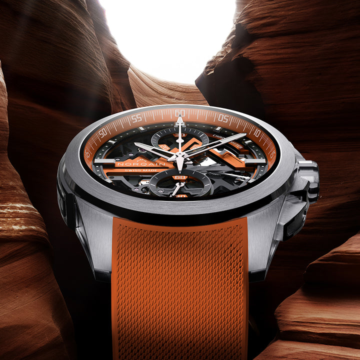 NORQAIN - Independence Skeleton Chrono - N3200.40S01.O01 – Automatik-Chronographenwerk – orange - 42 mm - Herrenuhr