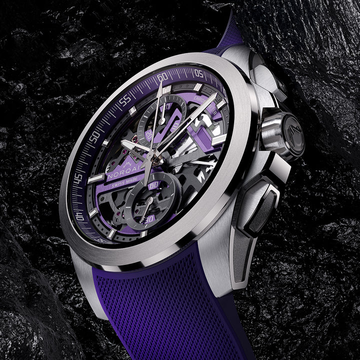 NORQAIN - Independence Skeleton Chrono - N3200.40T03.P01 – Automatik-Chronographenwerk – lila - 42 mm - Herrenuhr