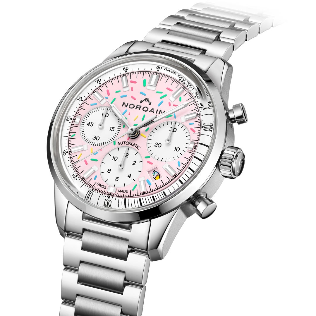 NORQAIN - Freedom Chrono Enjoy Life "Sprinkles" - N2201.19S04.K01 – Automatik-Chronographenwerk – rosa, weiß - 40 mm - Herren- und Damenuhr