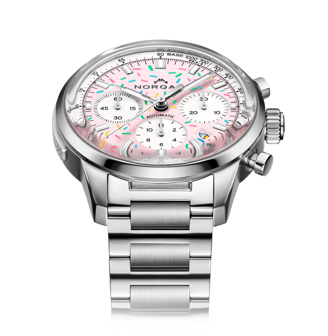 NORQAIN - Freedom Chrono Enjoy Life "Sprinkles" - N2201.19S04.K01 – Automatik-Chronographenwerk – rosa, weiß - 40 mm - Herren- und Damenuhr