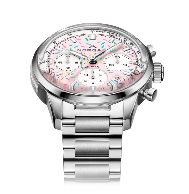 NORQAIN - Freedom Chrono Enjoy Life "Sprinkles" - N2201.19S04.K01 – Automatik-Chronographenwerk – rosa, weiß - 40 mm - Herren- und Damenuhr
