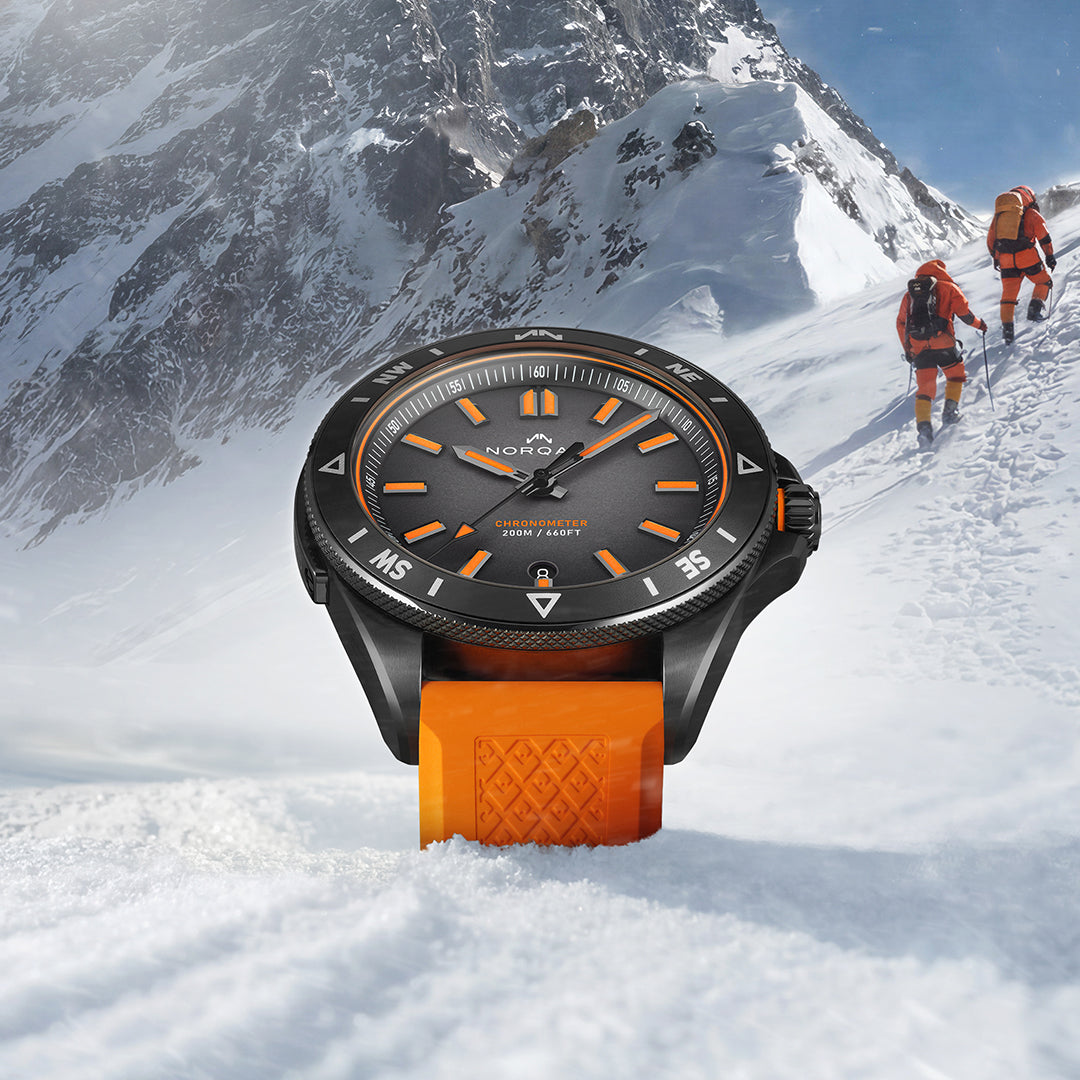 NORQAIN - Adventure Neverest Limited Edition - N1300.08B01.B01 – Automatikwerk – schwarz, grau, orange - 40 mm - Herrenuhr Limitiert