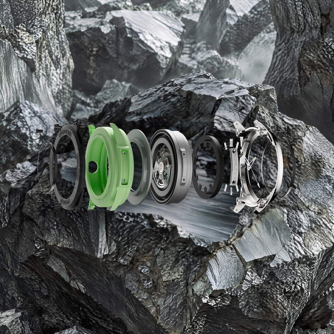 NORQAIN - Wild ONE Skeleton - N3000.26T01.B01 – Automatikwerk – mintgrün, schwarz - 42 mm - Herrenuhr