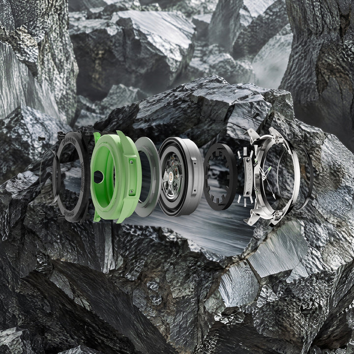 NORQAIN - Wild ONE Skeleton - N3000.26T01.B01 – Automatikwerk – mintgrün, schwarz - 42 mm - Herrenuhr