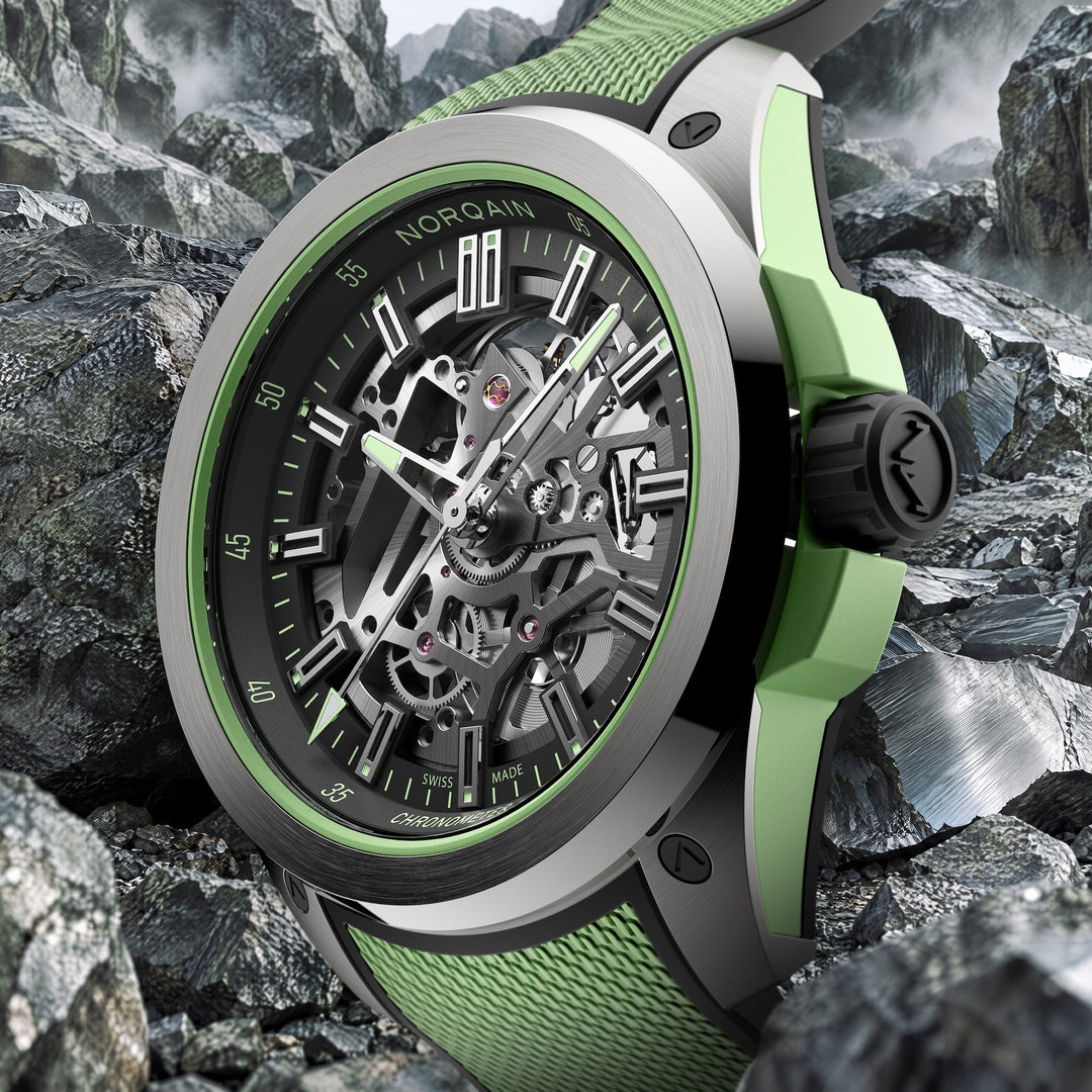 NORQAIN - Wild ONE Skeleton - N3000.26T01.B01 – Automatikwerk – mintgrün, schwarz - 42 mm - Herrenuhr in Mönchengladbach kaufen