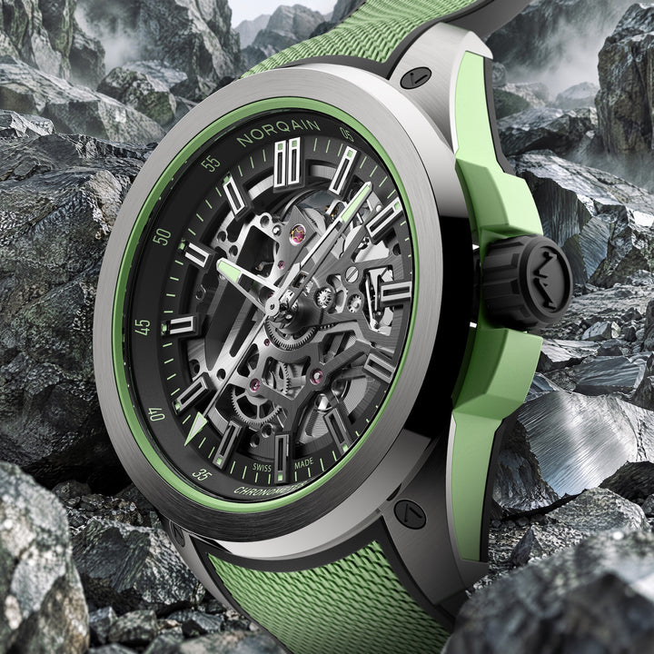 NORQAIN - Wild ONE Skeleton - N3000.26T01.B01 – Automatikwerk – mintgrün, schwarz - 42 mm - Herrenuhr in Mönchengladbach kaufen