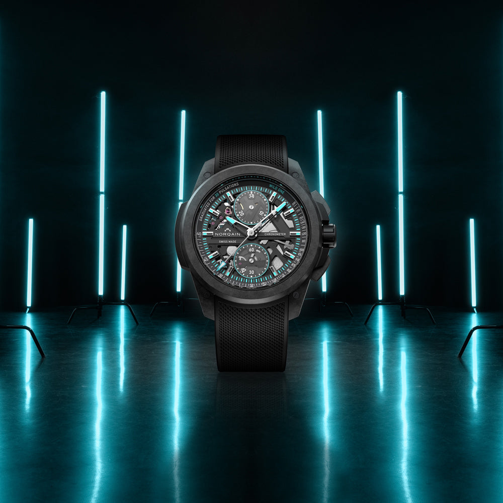 NORQAIN - Wild ONE Skeleton Chrono - N3002.40Q01.B07 – Automatik-Chronographenwerk – schwarz, türkis - 42 mm - Herrenuhr bei Juwelier Krebber