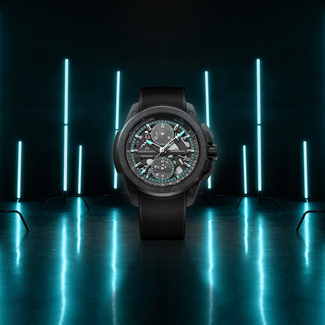 NORQAIN - Wild ONE Skeleton Chrono - N3002.40Q01.B07 – Automatik-Chronographenwerk – schwarz, türkis - 42 mm - Herrenuhr bei Juwelier Krebber
