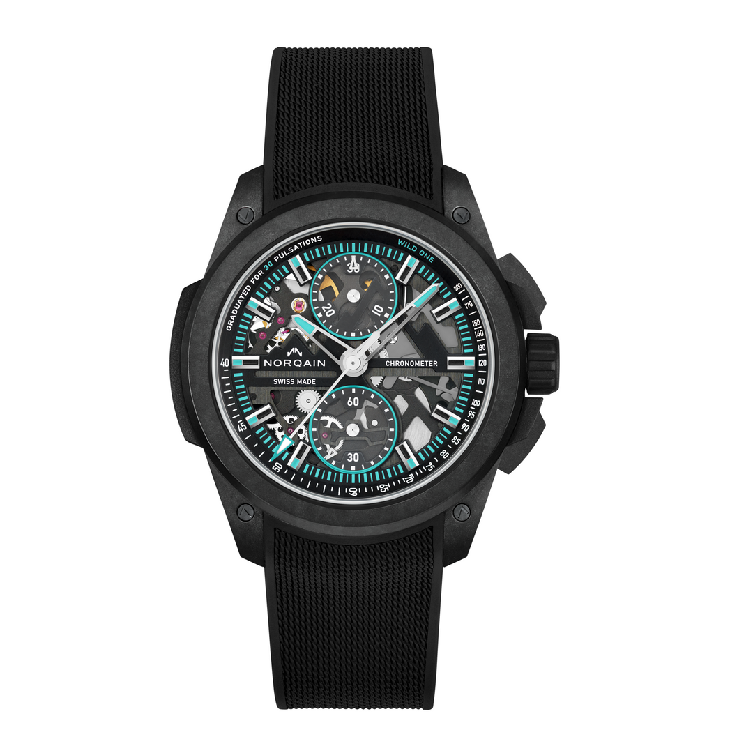 NORQAIN - Wild ONE Skeleton Chrono - N3002.40Q01.B07 – Automatik-Chronographenwerk – schwarz, türkis - 42 mm - Herrenuhr