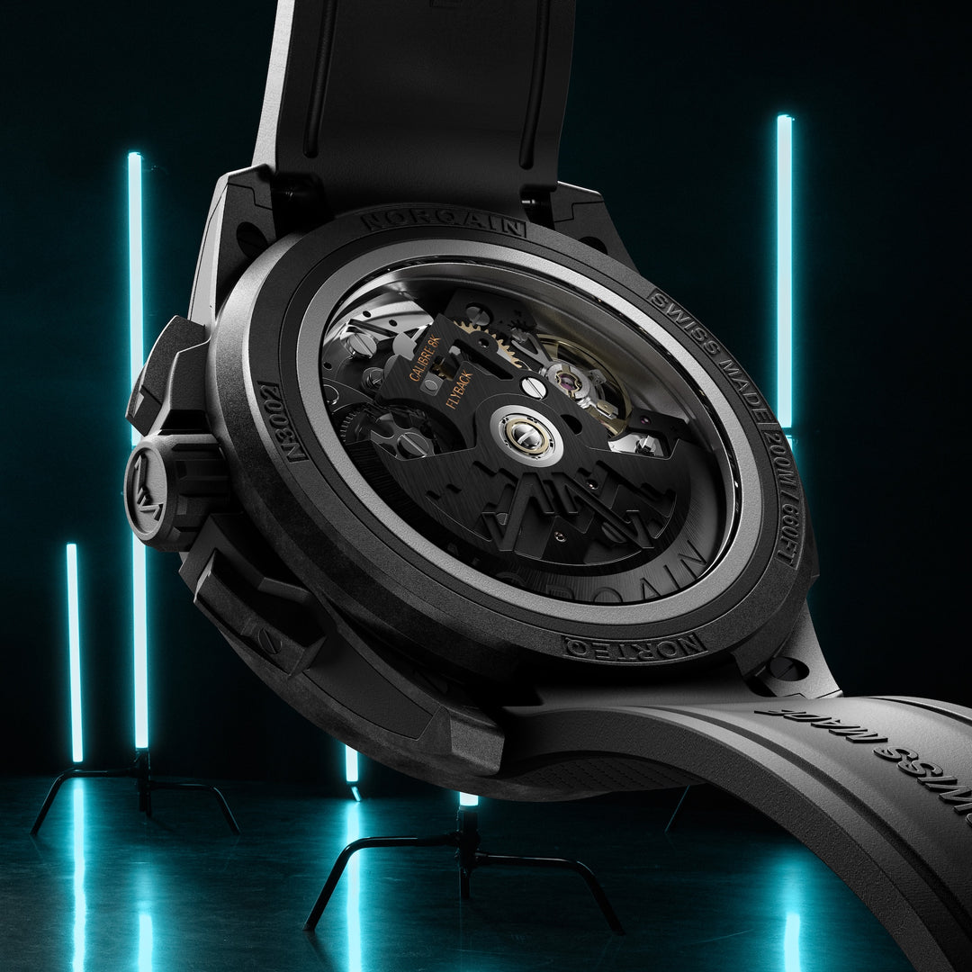 NORQAIN - Wild ONE Skeleton Chrono - N3002.40Q01.B07 – Automatik-Chronographenwerk – schwarz, türkis - 42 mm - Herrenuhr