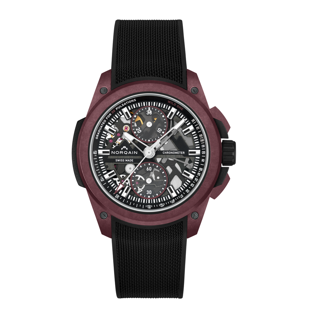 NORQAIN - Wild ONE Skeleton Chrono Limited Edition - N3002.40Q02.B01 – Automatik-Chronographenwerk – schwarz, dunkelrot - 42 mm - Herrenuhr