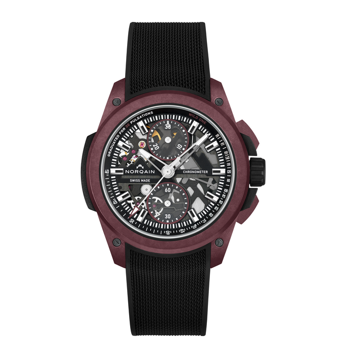 NORQAIN - Wild ONE Skeleton Chrono Limited Edition - N3002.40Q02.B01 – Automatik-Chronographenwerk – schwarz, dunkelrot - 42 mm - Herrenuhr