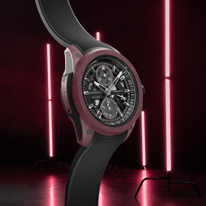 NORQAIN - Wild ONE Skeleton Chrono Limited Edition - N3002.40Q02.B01 – Automatik-Chronographenwerk – schwarz, dunkelrot - 42 mm - Herrenuhr