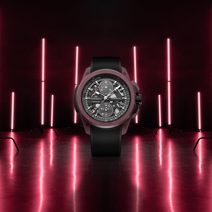 NORQAIN - Wild ONE Skeleton Chrono Limited Edition - N3002.40Q02.B01 – Automatik-Chronographenwerk – schwarz, dunkelrot - 42 mm - Herrenuhr bei Juwelier Krebber