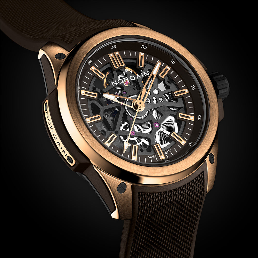 NORQAIN - Wild ONE Skeleton Red Gold- N3000.07G04.N01 – Automatikwerk – hellblau - 39 mm - Herrenuhr