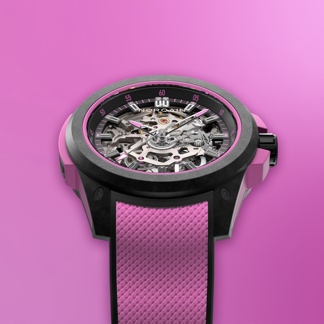 NORQAIN - Wild ONE Skeleton Hyper Pink - N3001.07Q04.B03 – Automatikwerk – Hyper Pink - 39 mm - Herren- und Damenuhr 