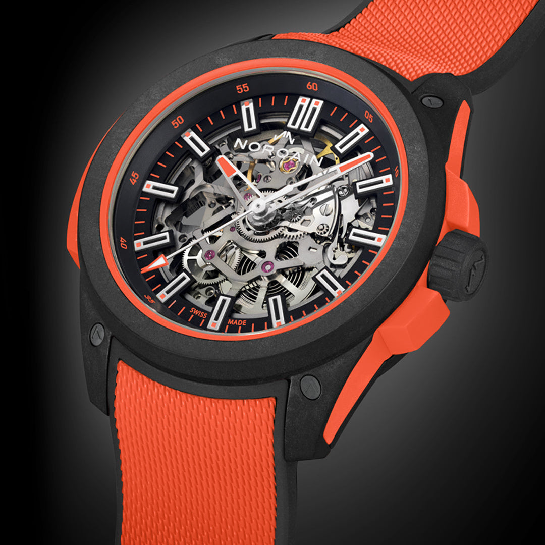NORQAIN - Wild ONE Skeleton Coral - N3000.07Q31.B13 – Automatikwerk – rot, schwarz - 42 mm - Herrenuhr 