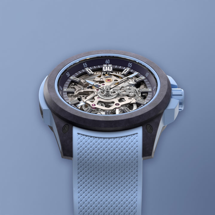 NORQAIN - Wild ONE Skeleton Purple Ice Blue - N3001.07Q05.P01 – Automatikwerk – Iceblau - 39 mm - Herrenuhr in Violett