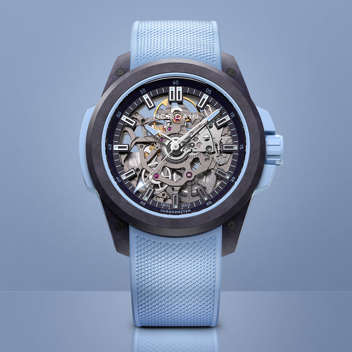 NORQAIN - Wild ONE Skeleton Purple Ice Blue - N3001.07Q05.P01 – Automatikwerk – Iceblau - 39 mm - Herrenuhr bei Juwelier Krebber