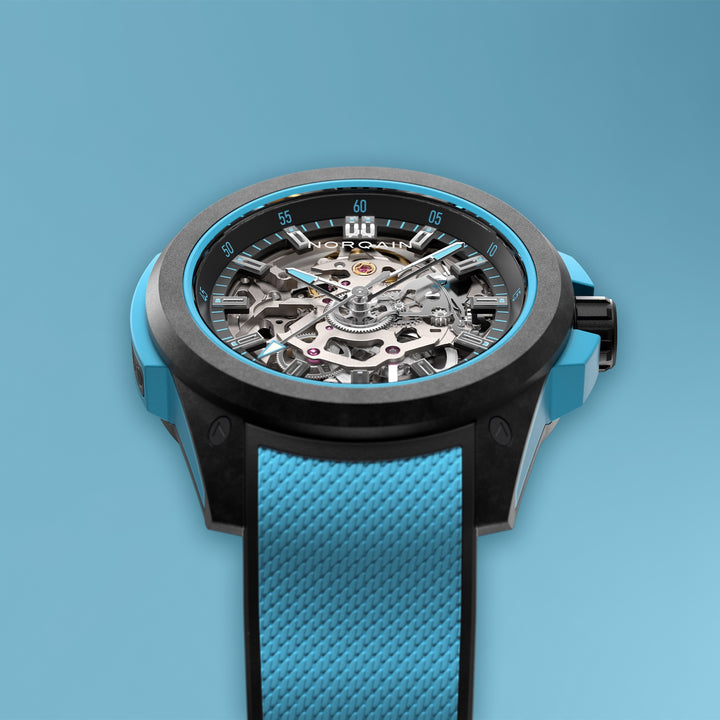 NORQAIN - Wild ONE Skeleton Sky Blue - N3001.07Q02.B02 – Automatikwerk – hellblau - 39 mm - Herren- und Damenuhr