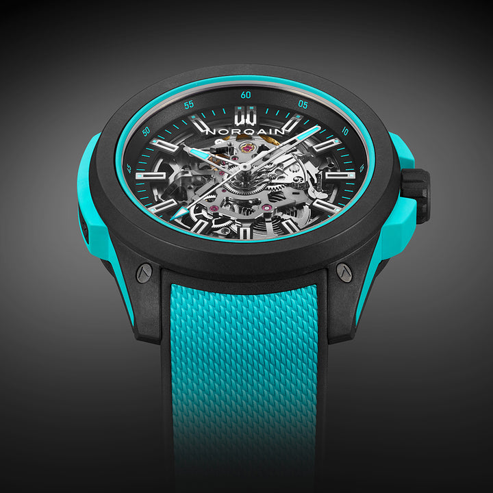 NORQAIN - Wild ONE Skeleton Turquoise - N3000.07Q27.B07 – Automatikwerk – türkis, schwarz - 42 mm - Herrenuhr in türkis