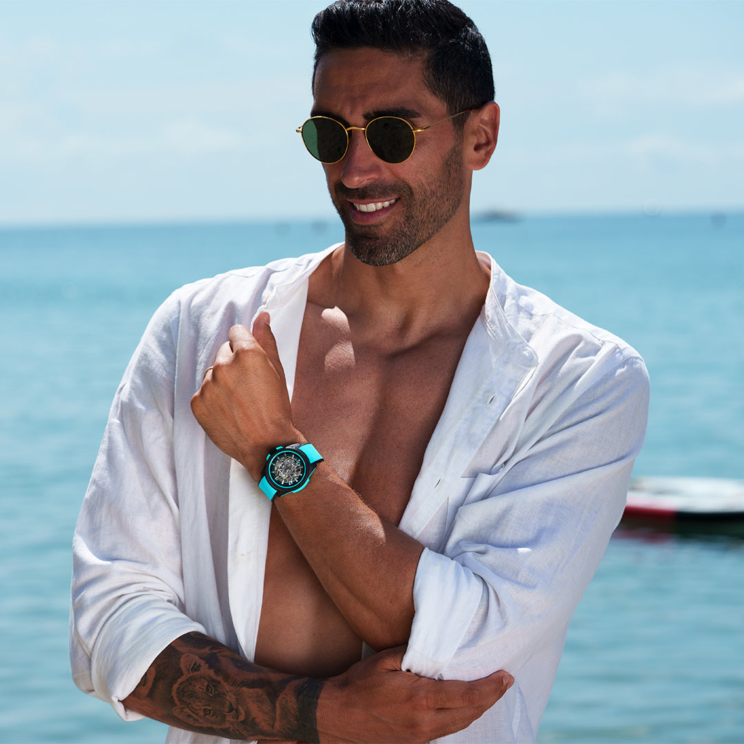 NORQAIN - Wild ONE Skeleton Turquoise - N3000.07Q27.B07 – Automatikwerk – türkis, schwarz - 42 mm - Herrenuhr in Mönchengladbach kaufen