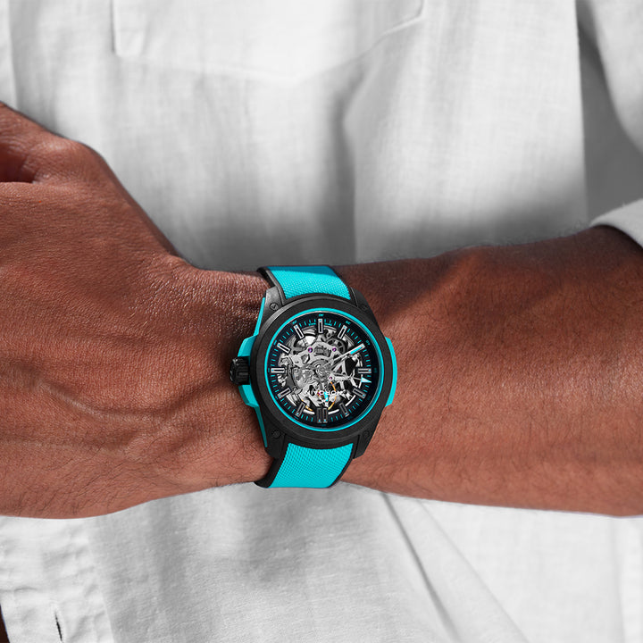 NORQAIN - Wild ONE Skeleton Turquoise - N3000.07Q27.B07 – Automatikwerk – türkis, schwarz - 42 mm - Herrenuhr bei Juwelier Krebber
