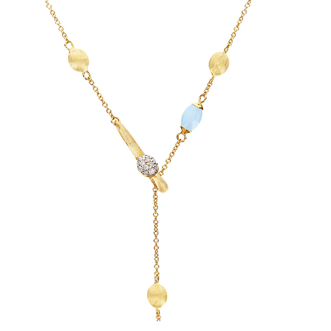  Nanis - Halskette Soffio Azure - CS22-587 - Gelbgold, Farbsteine, Diamanten - Halskette für Damen mit Aquamarine