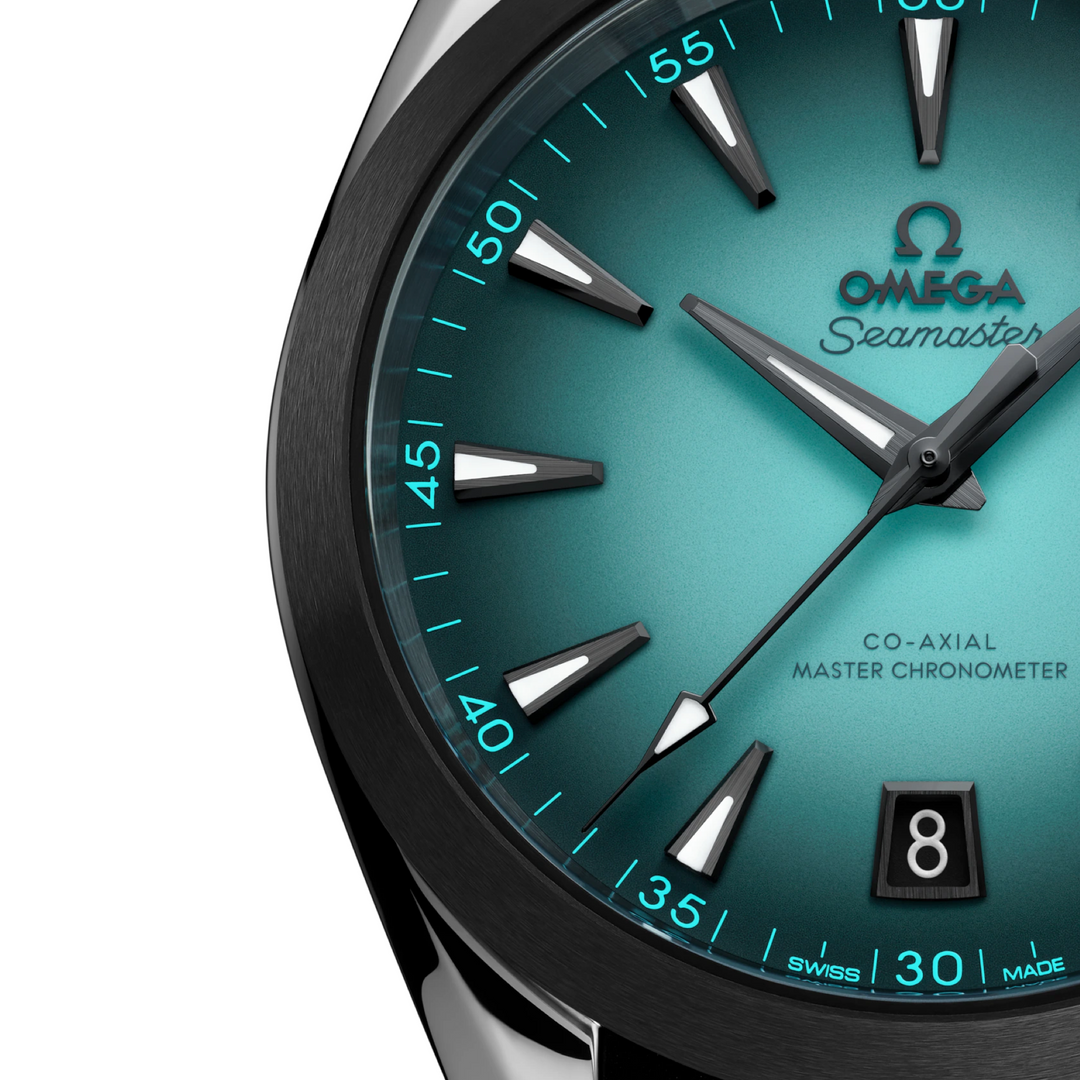 OMEGA - Seamaster Aqua Terra 150M - 220.32.41.21.03.001 – Automatikwerk – türkis, schwarz - 41 mm - Herrenuhr bei Juwelier Krebber Mönchengladbach