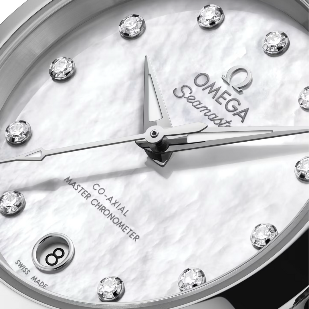 OMEGA - Seamaster Aqua Terra 150M - 220.10.30.20.55.001 – Automatikwerk – weiß, Perlmutt - 30 mm - Damenuhr mit Perlmuttzifferblatt