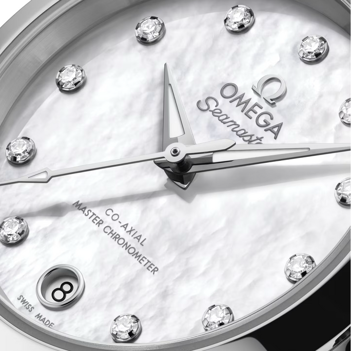OMEGA - Seamaster Aqua Terra 150M - 220.10.30.20.55.001 – Automatikwerk – weiß, Perlmutt - 30 mm - Damenuhr mit Perlmuttzifferblatt