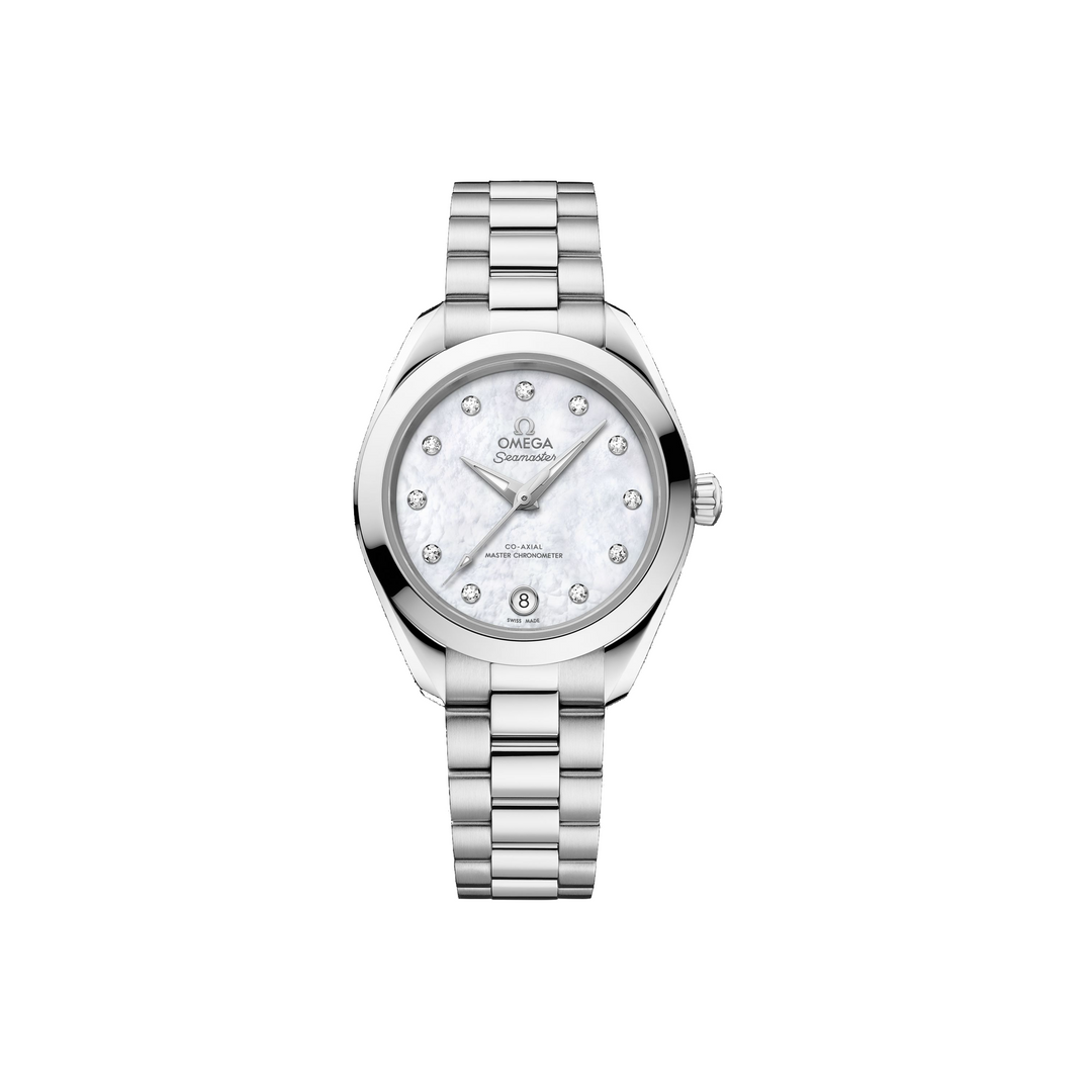 OMEGA - Seamaster Aqua Terra 150M - 220.10.30.20.55.001 – Automatikwerk – weiß, Perlmutt - 30 mm - Damenuhr