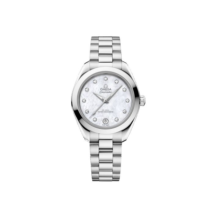 OMEGA - Seamaster Aqua Terra 150M - 220.10.30.20.55.001 – Automatikwerk – weiß, Perlmutt - 30 mm - Damenuhr