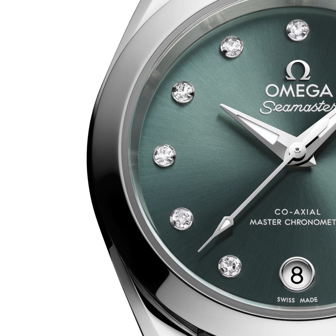 OMEGA - Seamaster Aqua Terra 150M - 220.10.30.20.60.001 – Automatikwerk – grün - 30 mm - Damenuhr mit Diamanten
