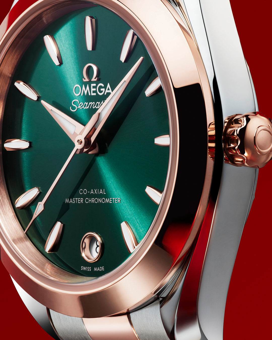 OMEGA Seamaster Aqua Terra 150M - 220.20.30.20.10.002 – Automatikwerk – grün - 30 mm - Damenuhr aus Roségold